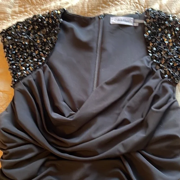 Calvin Klein low-cut ruched dress Calvin Klein size 10 beaded - Picture 7 of 8